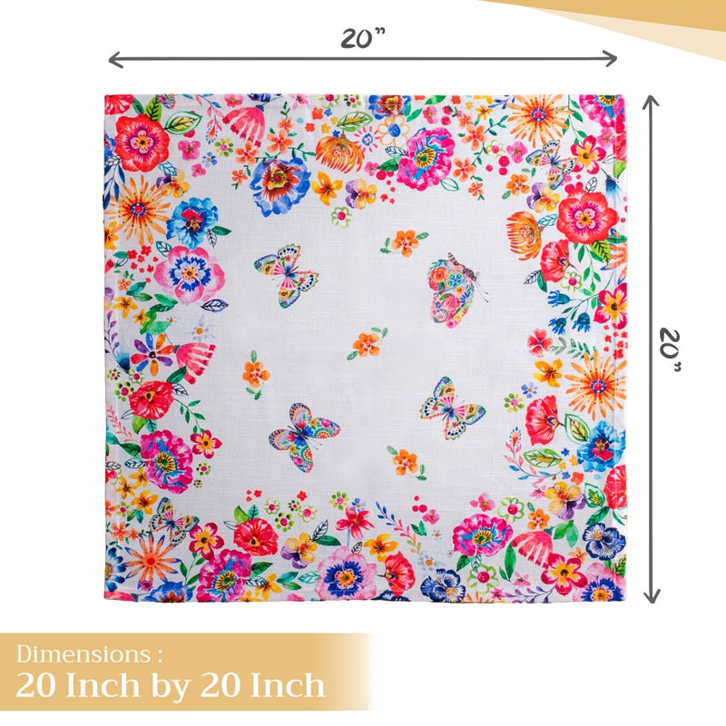 Maison d' Hermine Cloth Napkins Set of 4 100% Cotton Everyday Reusable Square Napkins Cloth Washable, Dinner, Party, Wedding, Restaurant, Spring/Summer (Happy Florals - High Summer, 20" x 20") - Image 4